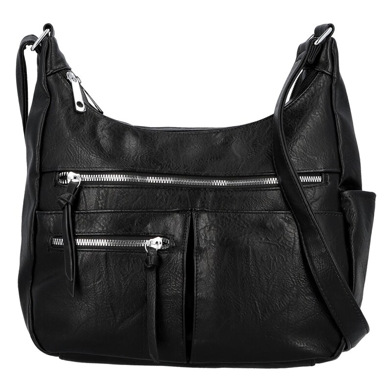 Firenze Stylová dámská koženková crossbody kabelka Timea, černá