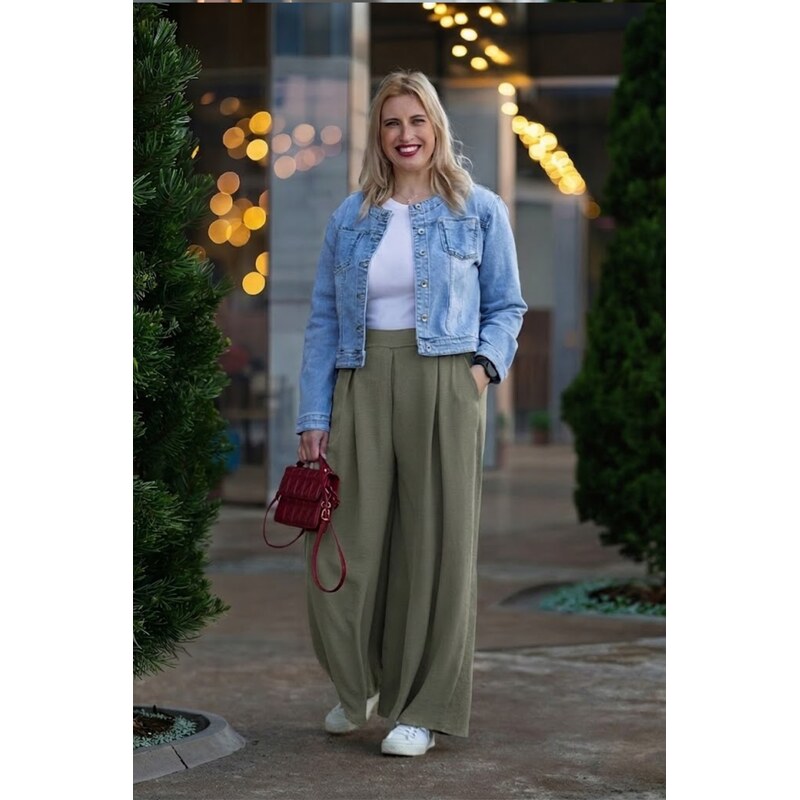 Italy fashion Kalhotová sukně SAND Barva: Khaki, Velikost: UNI: