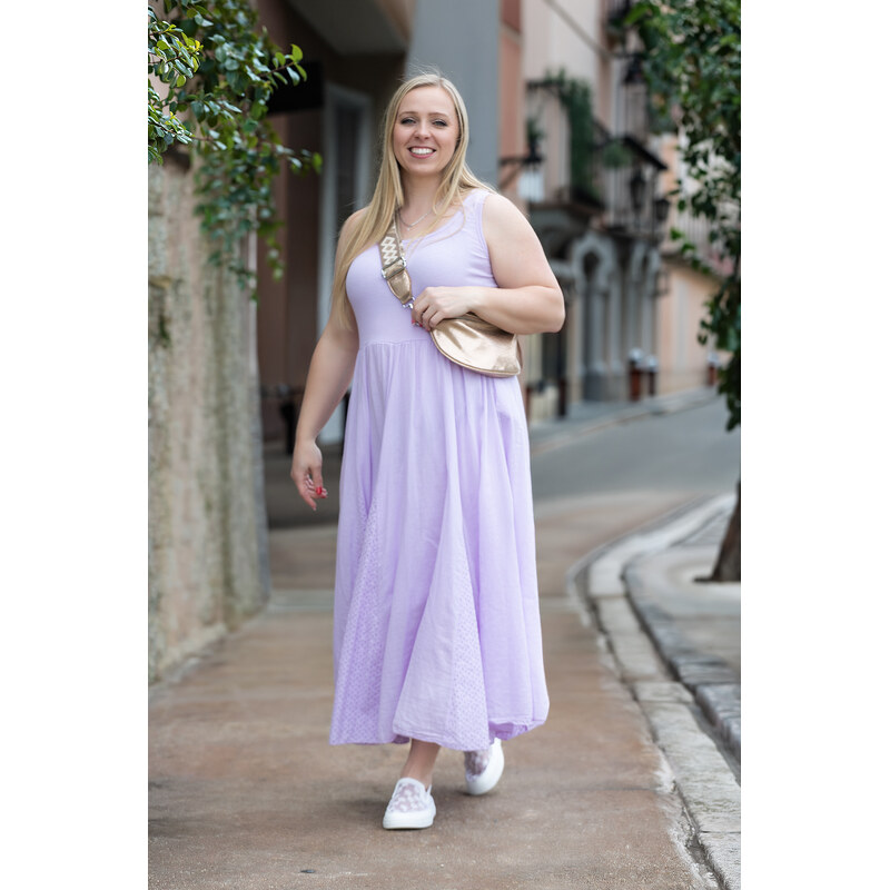 Italy fashion Letní šaty KATKA Barva: lila, Velikost: UNI: L-2XL 115741289