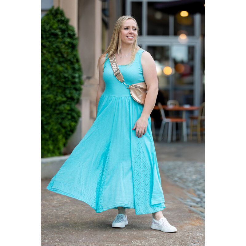 Italy fashion Letní šaty KATKA Barva: tyrkysová, Velikost: UNI: L-2XL 115741286