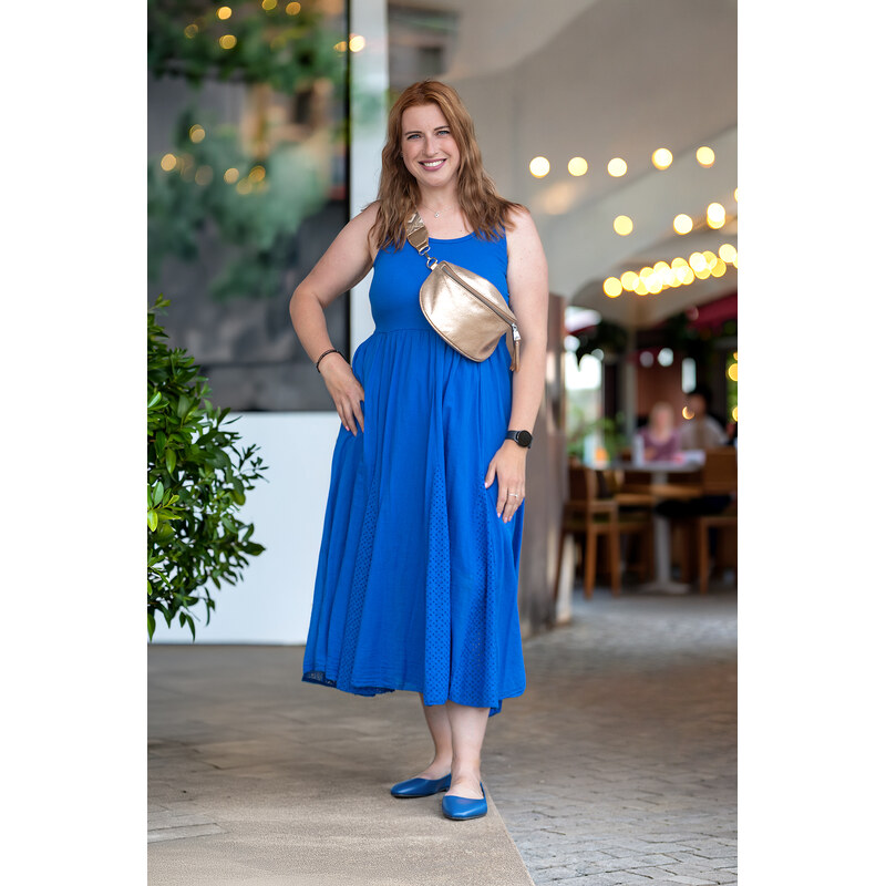Italy fashion Letní šaty KATKA Barva: královsky modrá, Velikost: UNI: 115741288