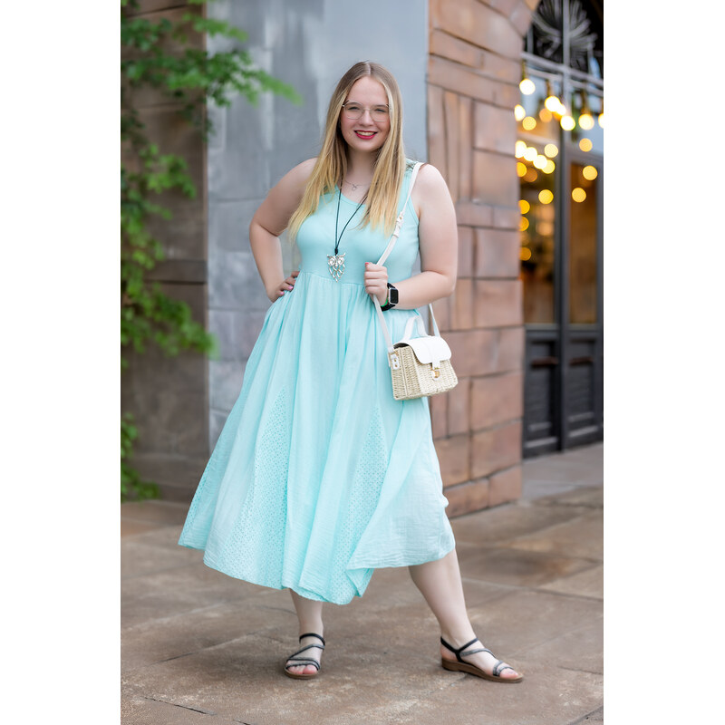 Italy fashion Letní šaty KATKA Barva: mintová, Velikost: UNI: L-2XL 115741287