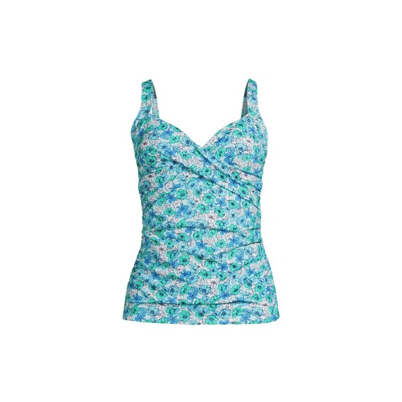 V-Neck Wrap Tankini Top, Women, size: 8, regular, Blue, Nylon-blend, 115741433