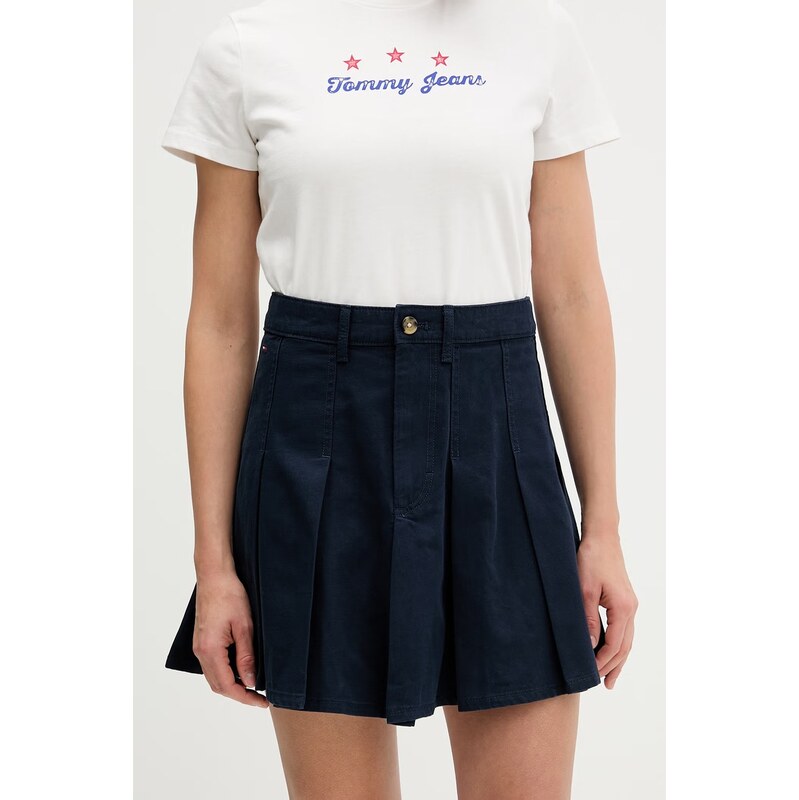 Tommy Jeans rozšířená sukně bavlněná
