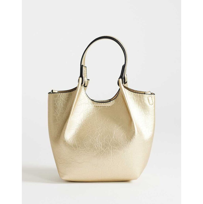 Topshop Gabbie grab bag small with detachable cross body strap in gold 115743838
