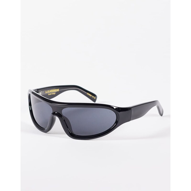 A.Kjaerbede Devon wrap shield sunglasses in black 115743845
