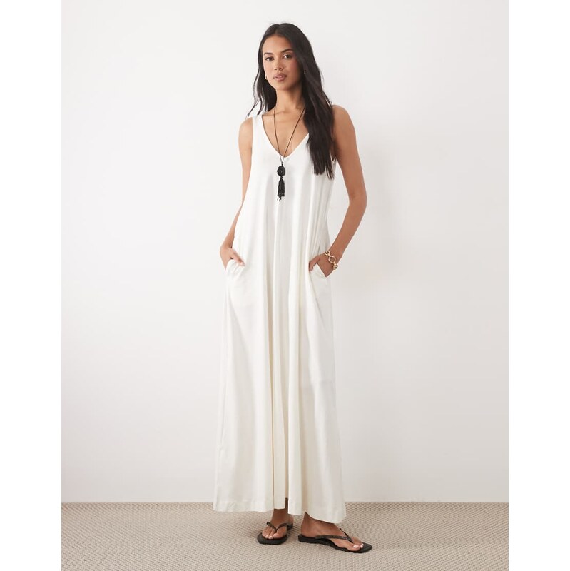 ASOS DESIGN trapeze maxi dress in neutral
