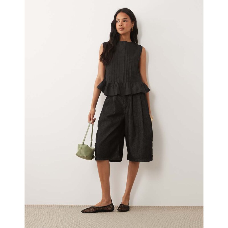 ASOS DESIGN pleat front sleeveless top in black