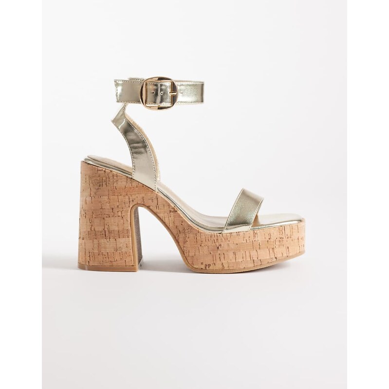 South Beach double buckle wedge sandals in gold 115743896