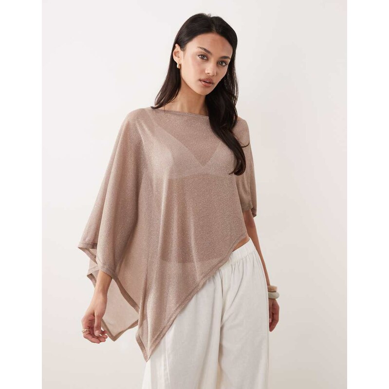 Accessorize shimmer poncho in champagne-Brown 115743925