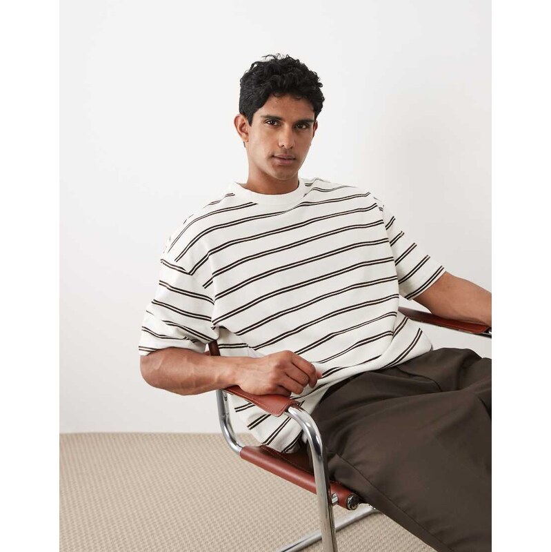 ASOS DESIGN heavyweight oversized t-shirt in off white and brown