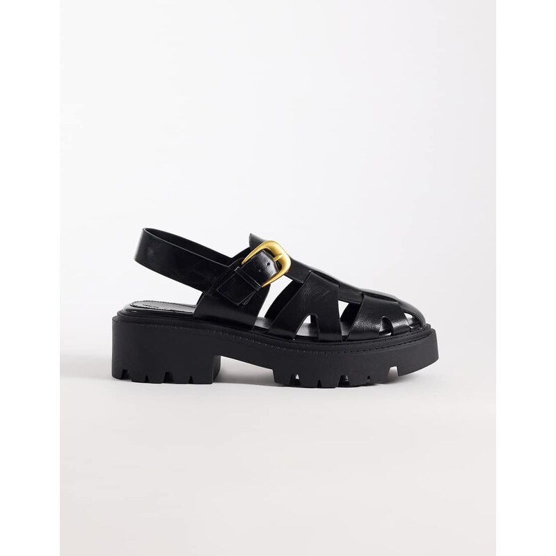 ASOS DESIGN Magic chunky fisherman shoes in black 115743939