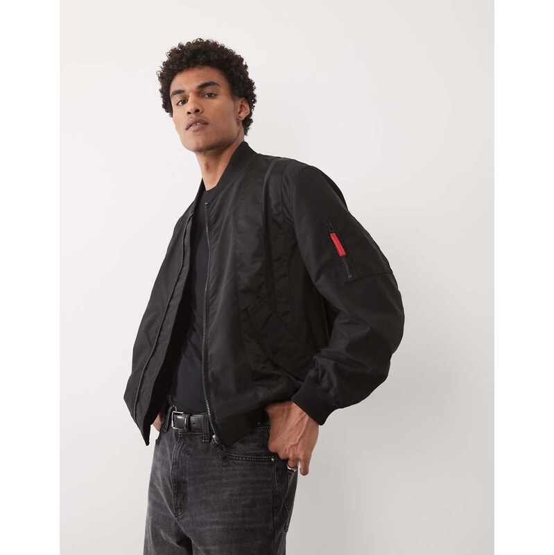 HUGO Red zip up bomber jacket in black