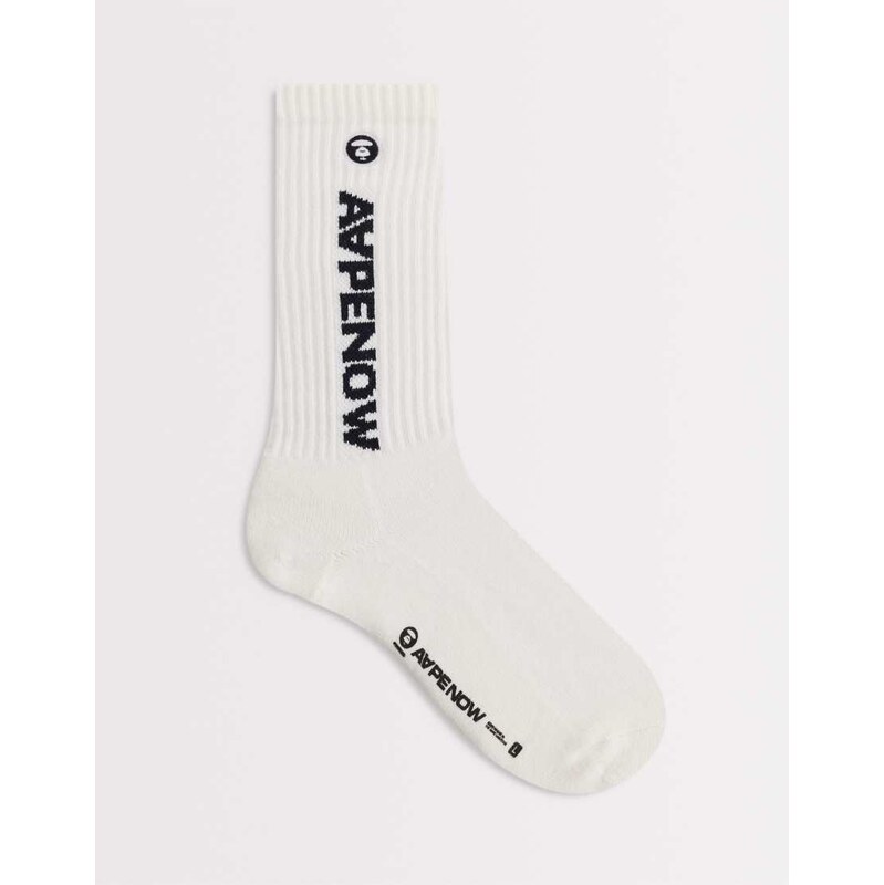 Aape by A Bathing Ape logo socks in cream-White 115743965