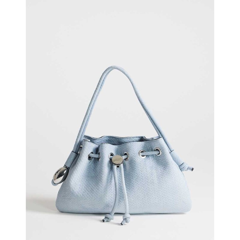 Topshop Jessie medium hardware grab in blue weave-Brown 115743993