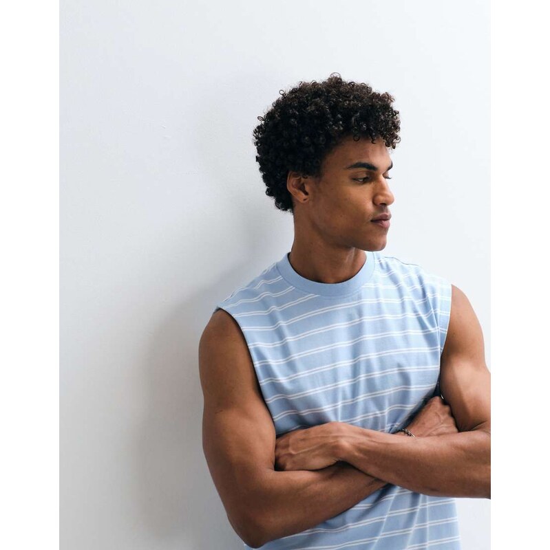 ASOS DESIGN oversized tank in blue stripe-Multi