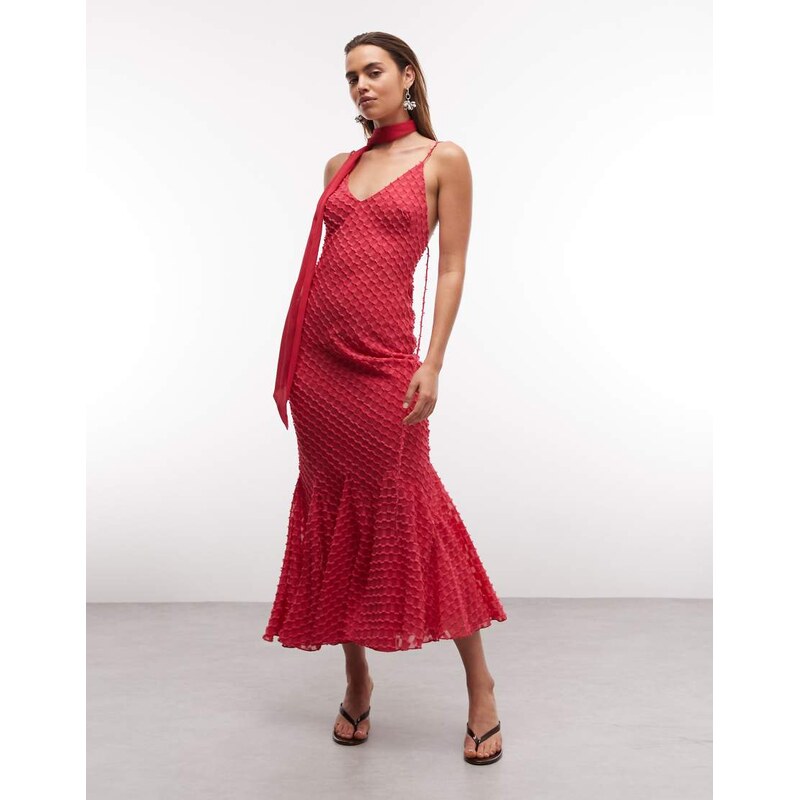 ASOS DESIGN bias plunge cami dress with full godets and scarf