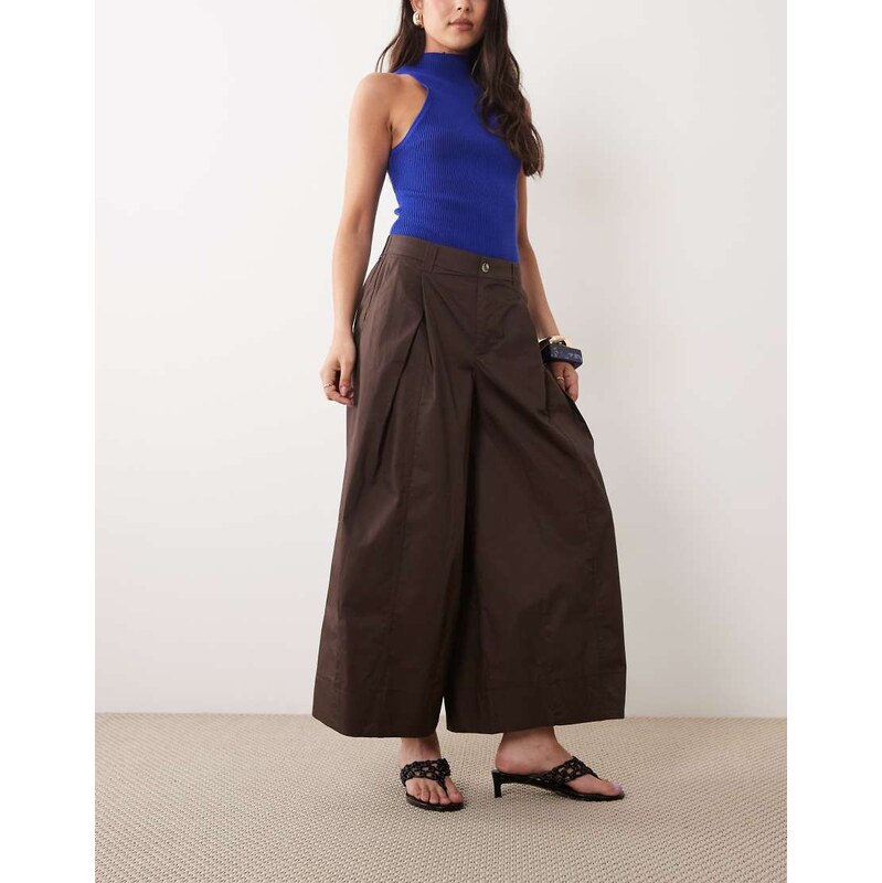 ASOS DESIGN wide leg culotte trousers in chocolate-Brown 115744060