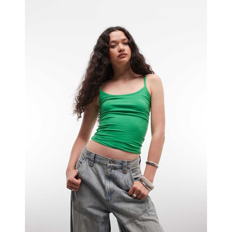 COLLUSION spaghetti strap fitted vest top in bright green 115744061