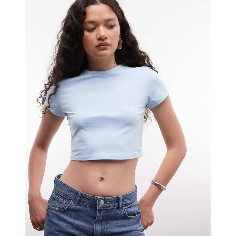 COLLUSION super crop t-shirt in baby blue 115744062