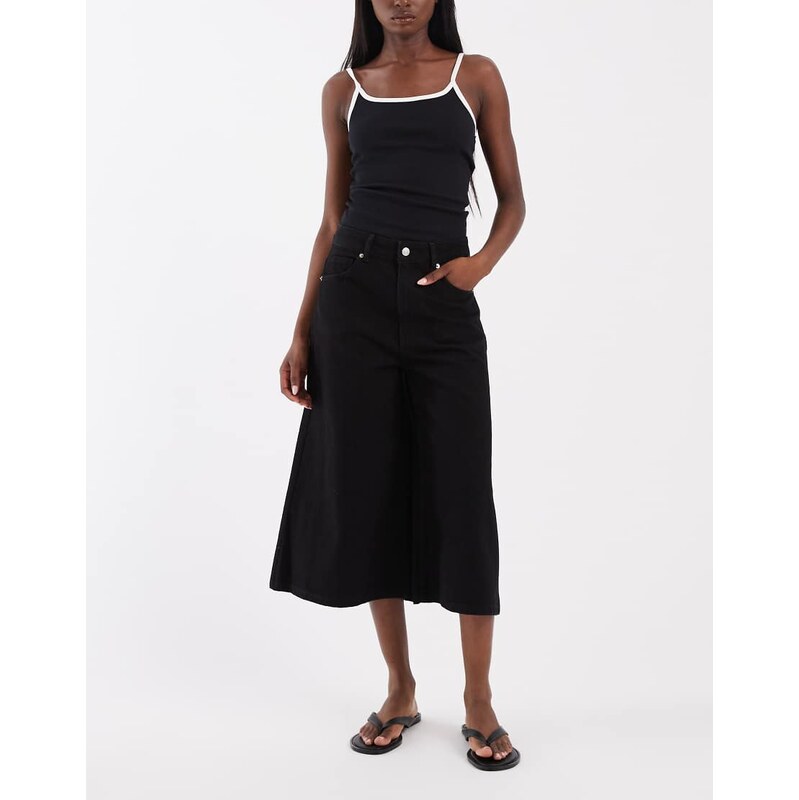 ASOS DESIGN crop wide leg jeans in black 115744068