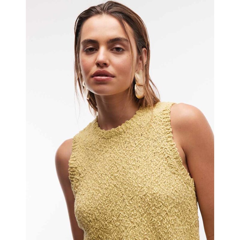 ASOS DESIGN textured knit tank top in green 115744073