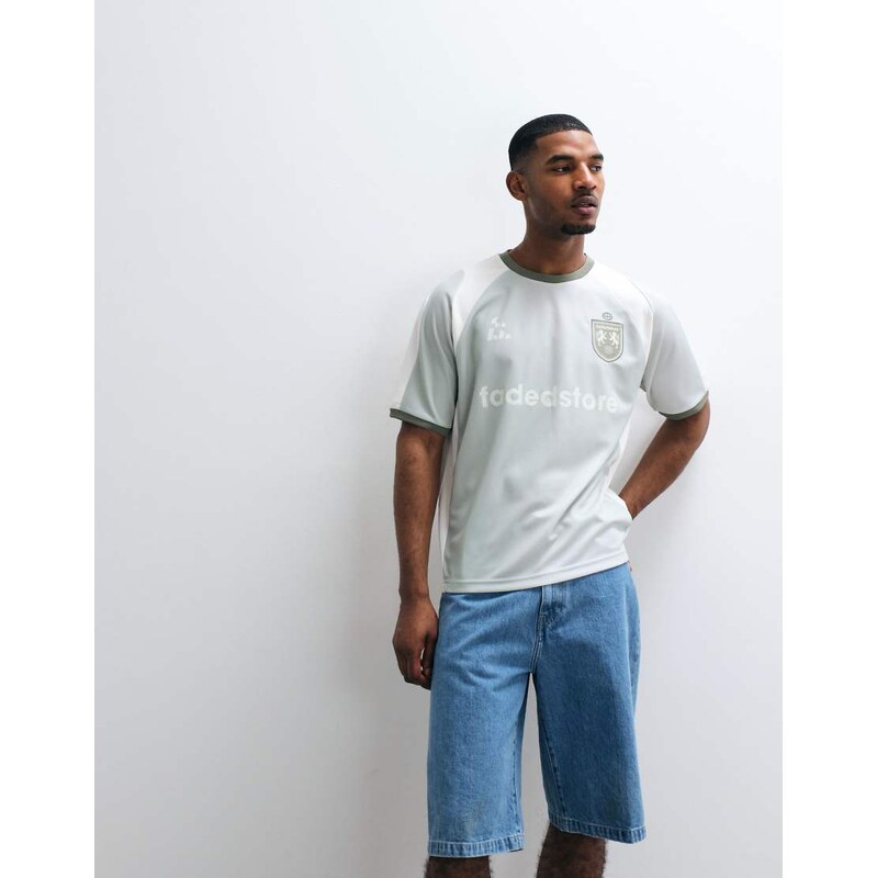 Faded Store logo football jersey with panel detail in matcha