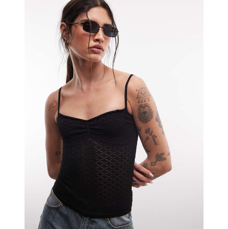 ASOS DESIGN seamless jacquard cami top in black 115744088
