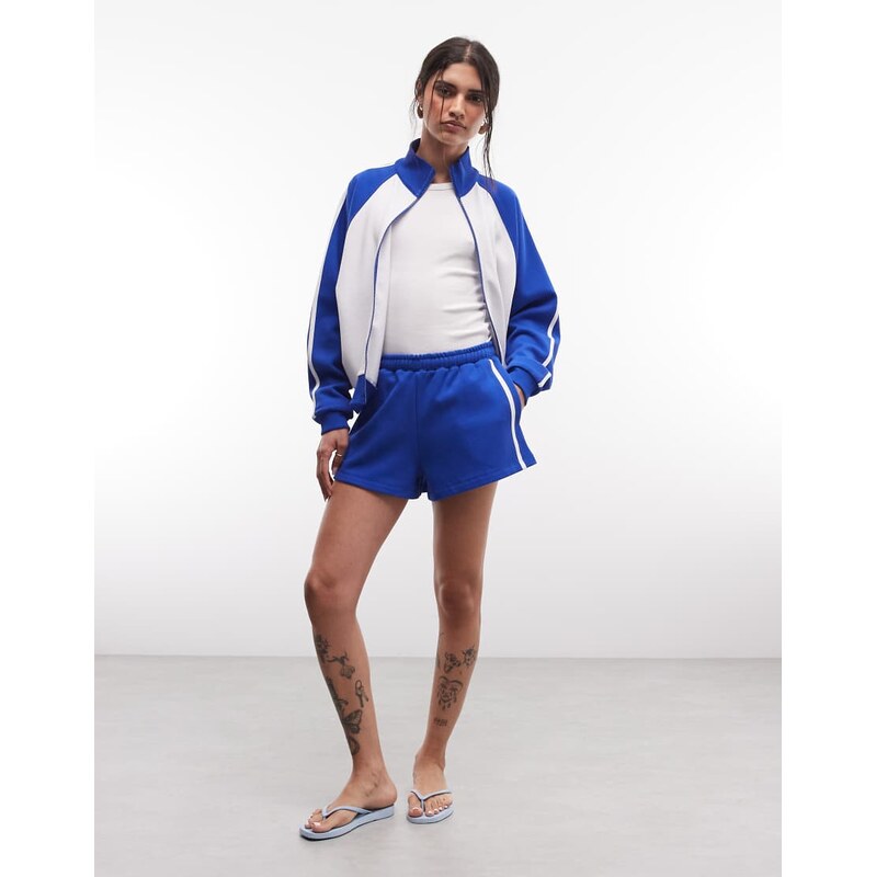 ASOS DESIGN Track shorts in blue co-ord