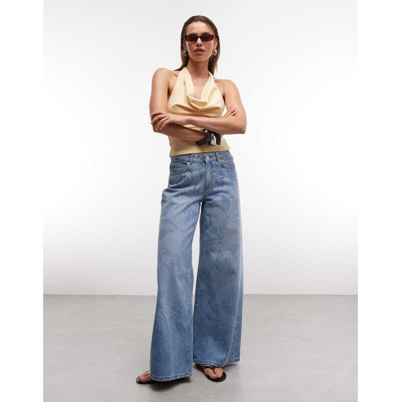 ASOS DESIGN Floral baggy boyfriend jean-Blue 115744092
