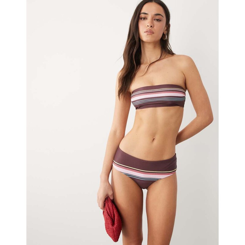 ASOS DESIGN Skylar sleek bandeau bikini top in placement stripe