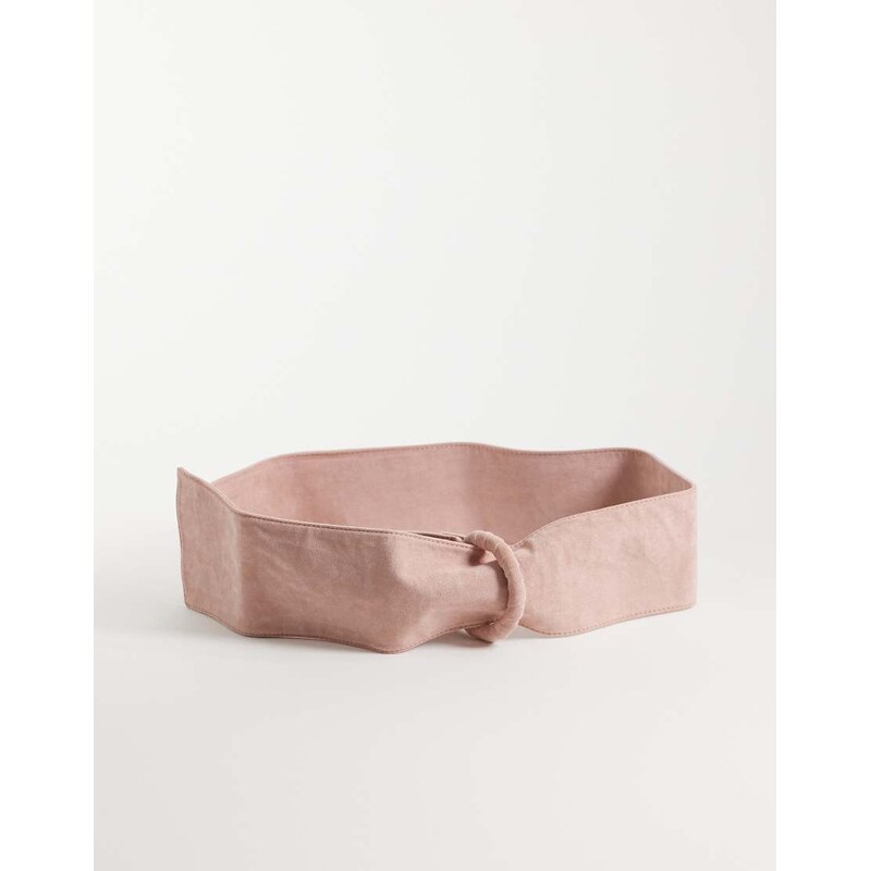 ASOS DESIGN faux suede twist cover buckle in dusky pink-Neutral 115744154