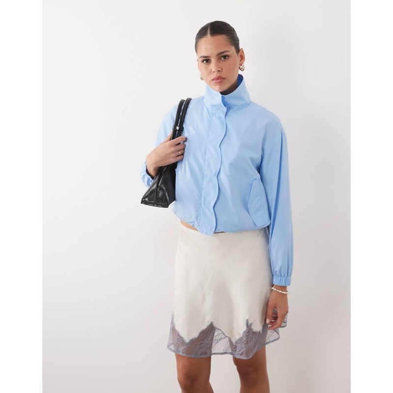 Miss Selfridge scallop detail windbreaker in blue-No colour 115744163