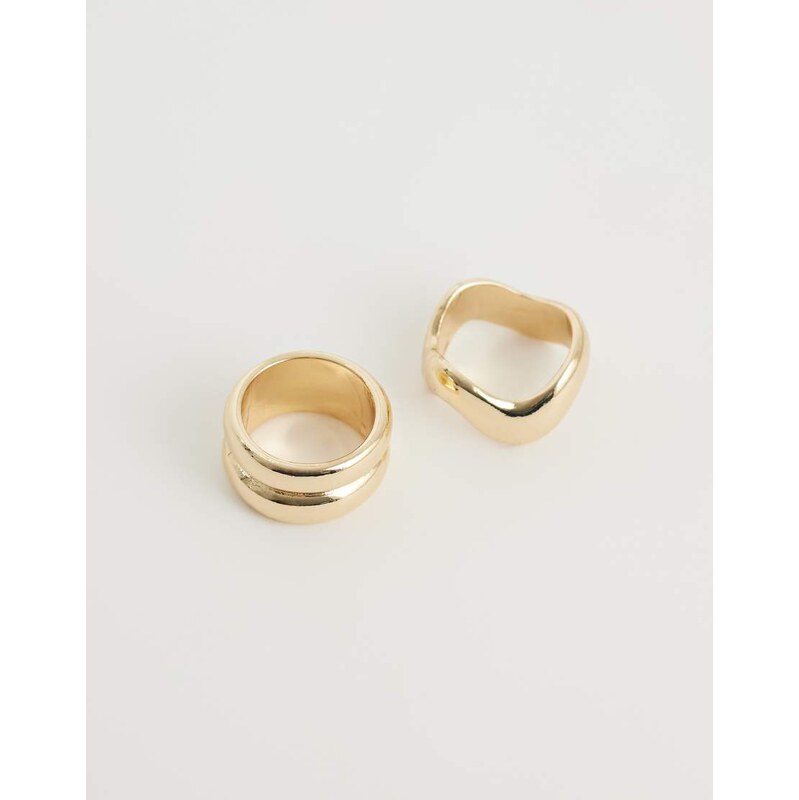 ASOS DESIGN pack of 2 chunky clean rings in gold tone 115744187