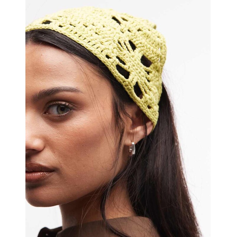 Reclaimed Vintage crochet knit headscarf in green 115744196