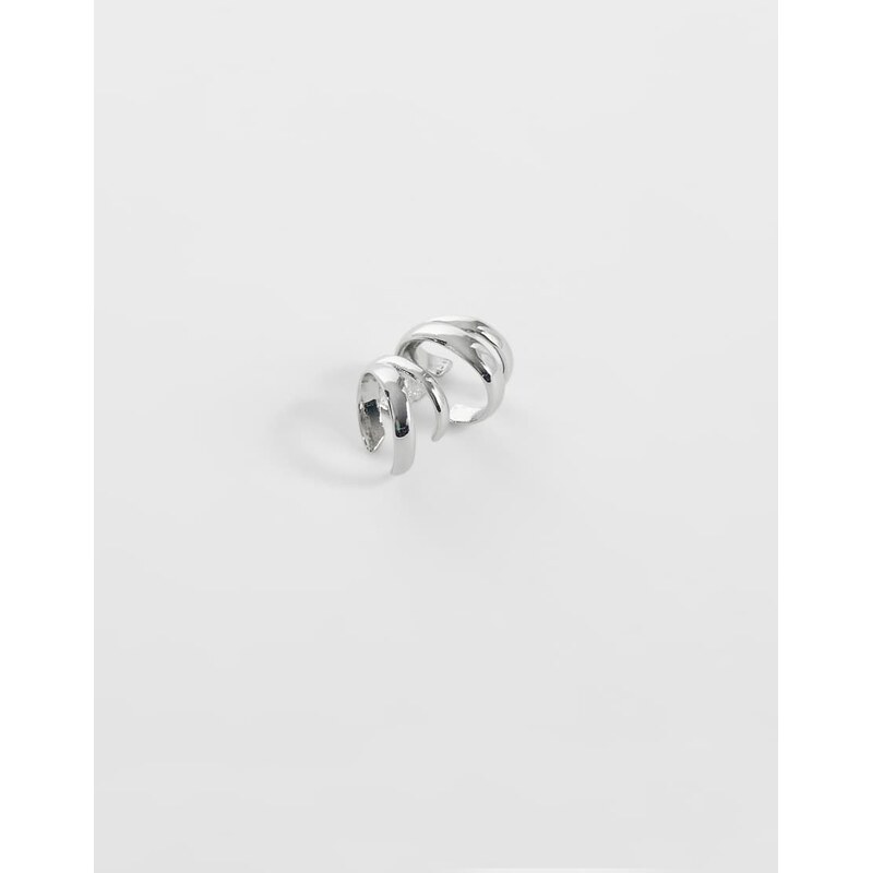 ASOS DESIGN multi-row ear cuff in silver