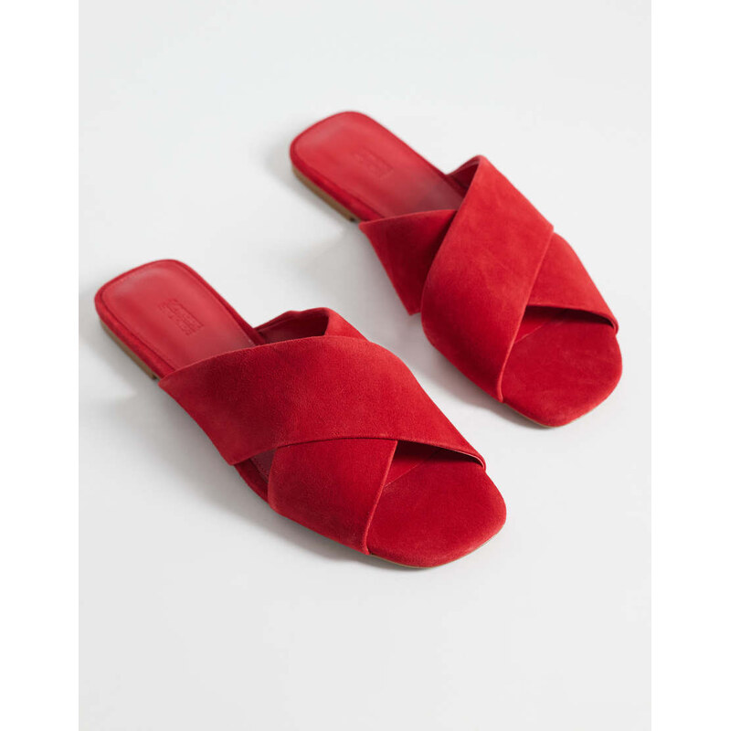 & Other Stories pure leather flat criss cross sandal in red 115744203