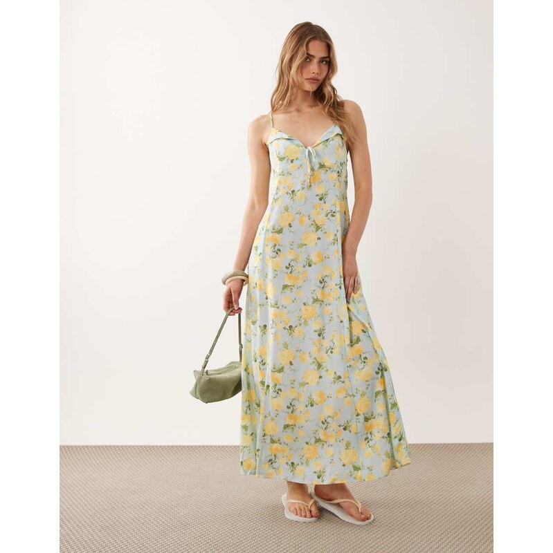 Miss Selfridge summer cami maxi dress in yellow floral print-Multi 115744205