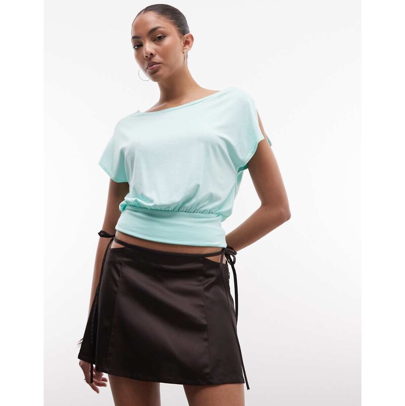 Monki cut-out satin mini skirt in chocolate brown 115744222