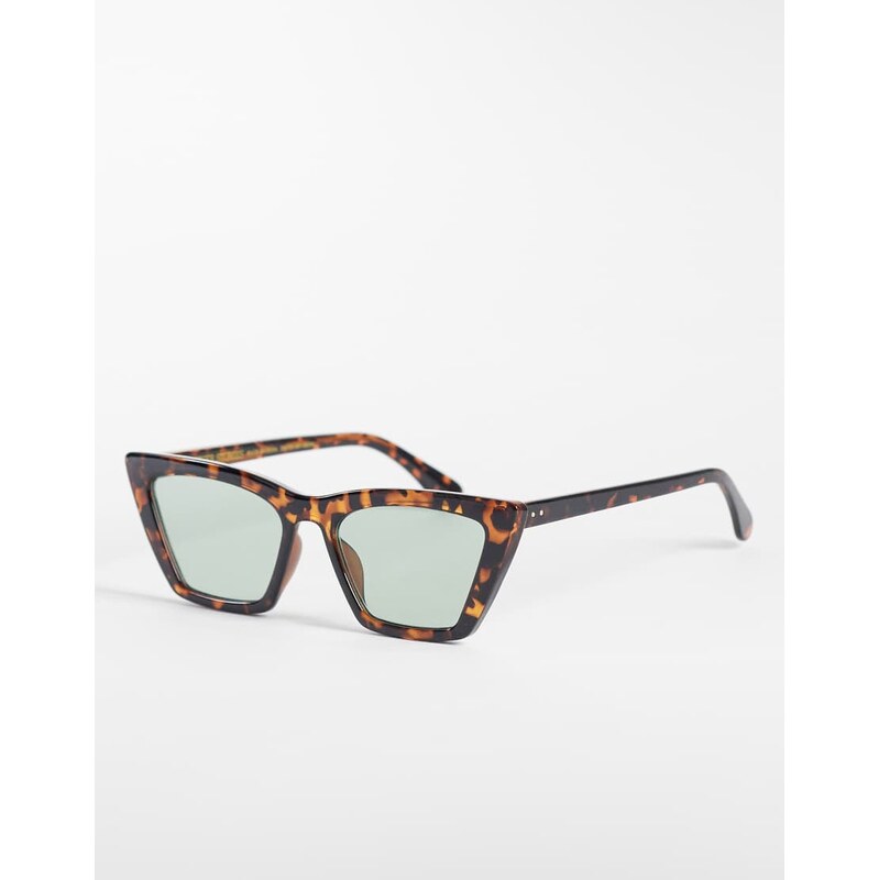 & Other Stories cat eye sunglasses in brown tortoise and green tinted 115744234