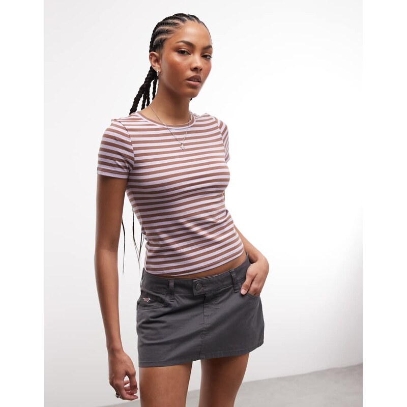 Monki slim fit baby tee in purple stripe - LILAC