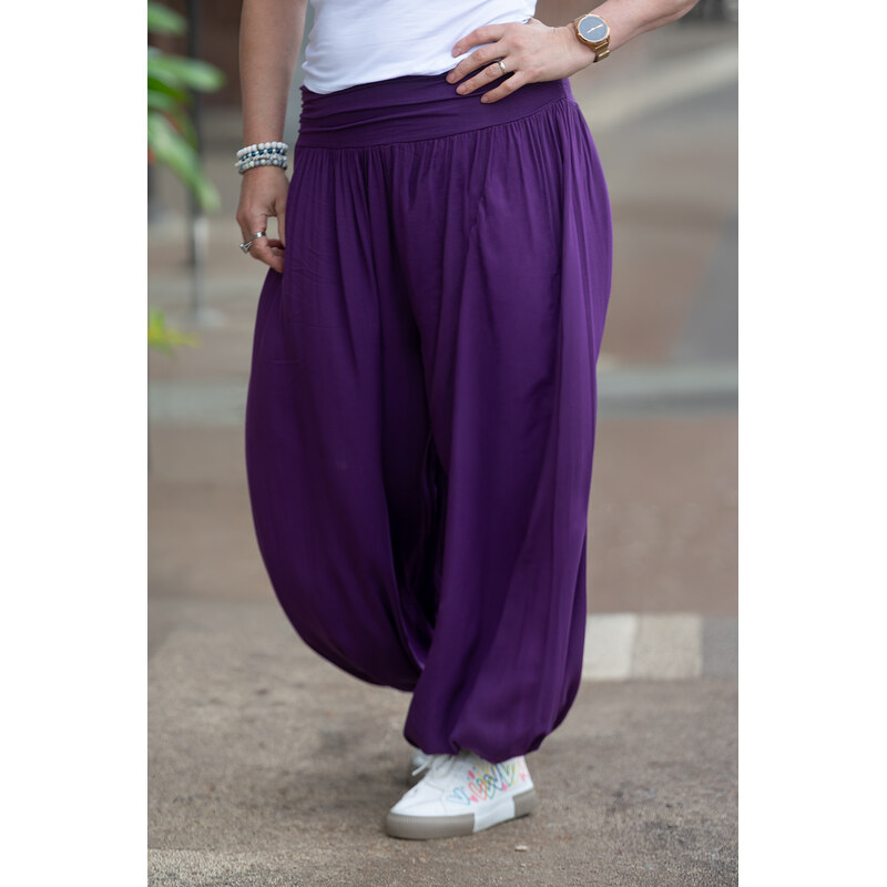 Italy fashion Harémové kalhoty GONE Barva: Fialová, Velikost: UNI: M 115744317