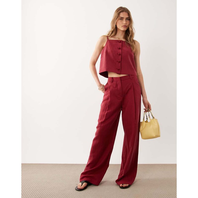 Mango Bonnie relaxed trouser co-ord in red 115744341