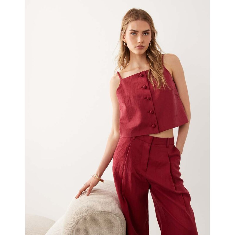 Mango Bonnie square neck strappy top co-ord in red 115744342