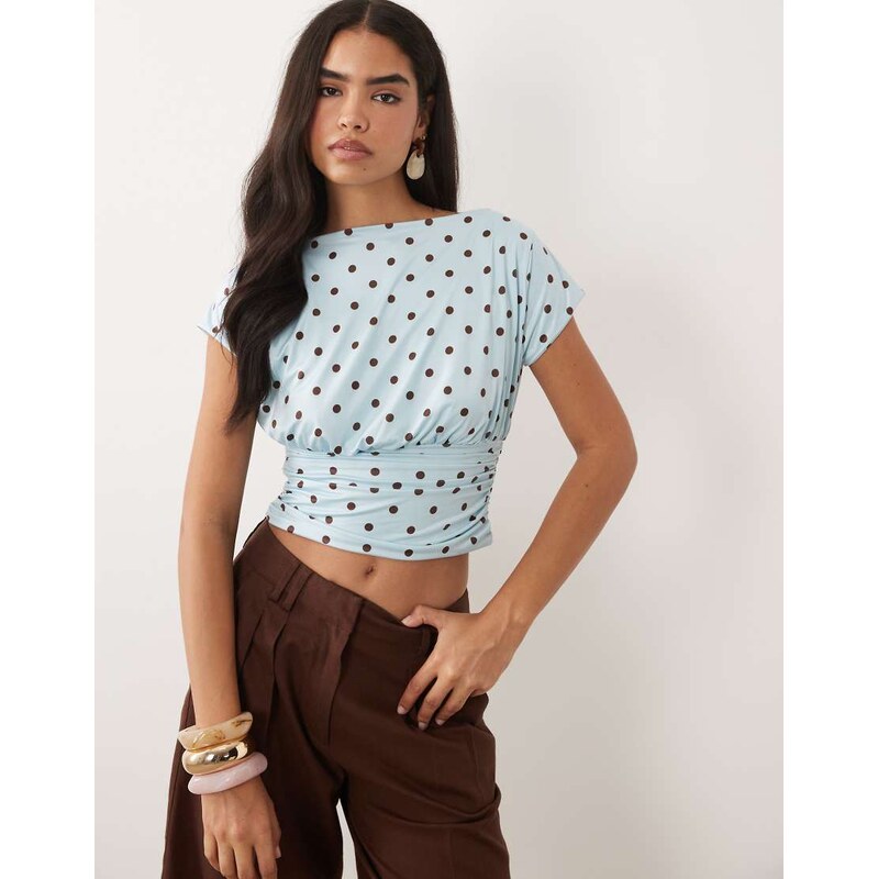 Missyempire double sculpted slinky fitted ruched waist top in