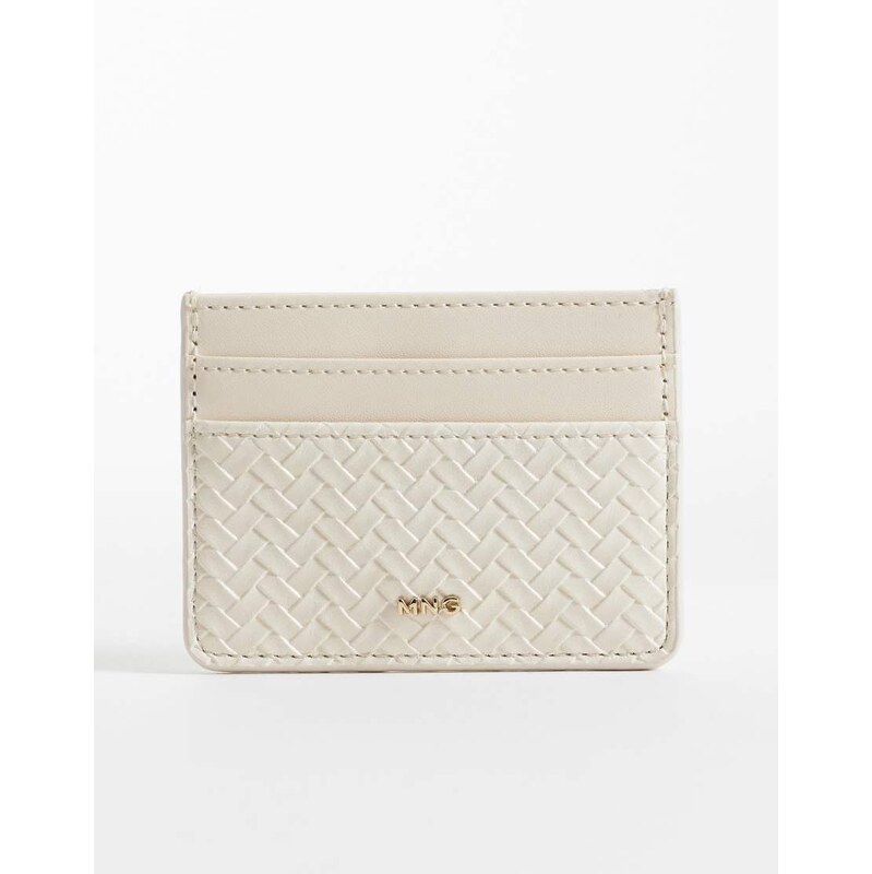 Mango woven textured card holde in oat-White 115744389
