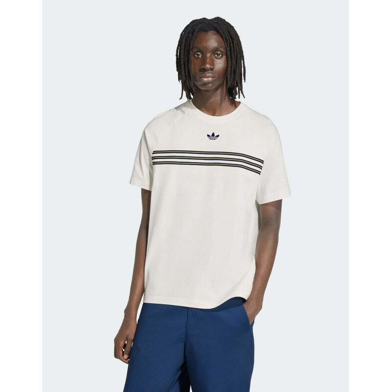 adidas Originals Chest stripes t-shirt in cloud white