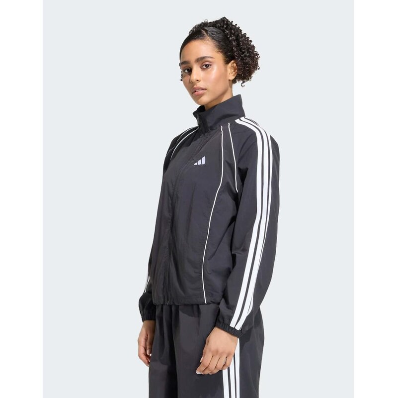 adidas performance Iconic woven tracktop with 3-stripes in black / 115744403