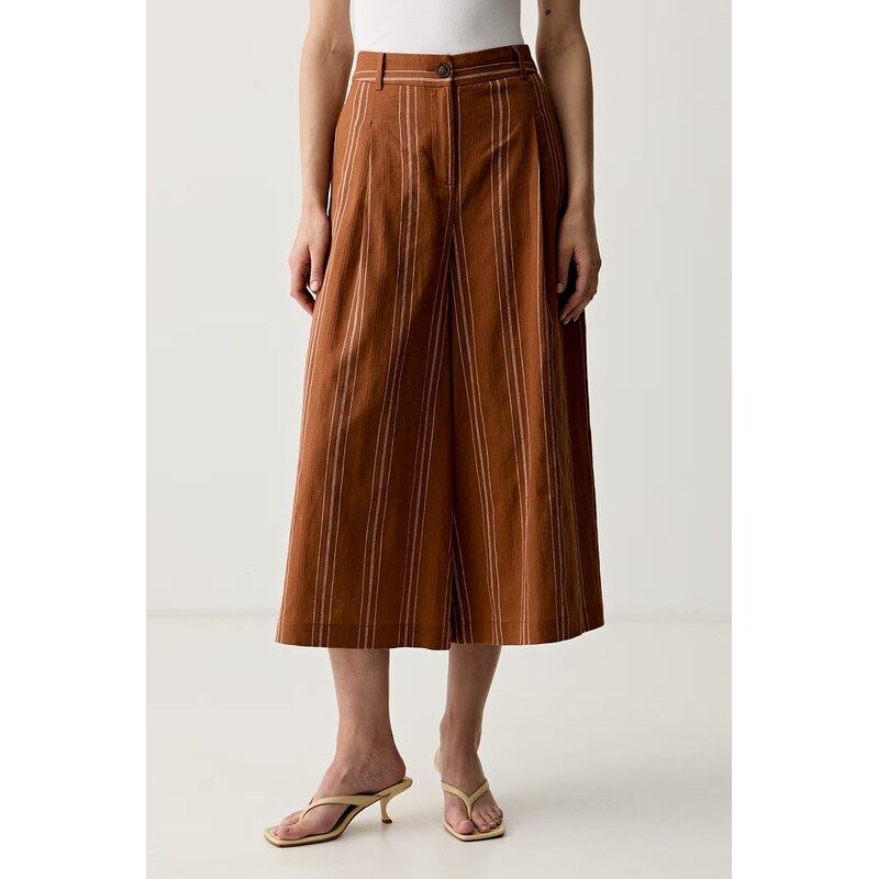 United Colors of Benetton kalhoty culottes dámské se lnem 115744458