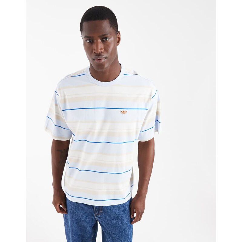adidas Originals relaxed striped t-shirt in light blue